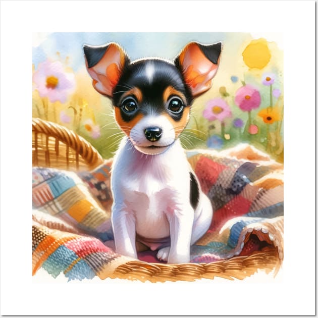 Watercolor Toy Fox Terrier Puppies - Cute Puppy Wall Art by Aquarelle Impressions